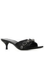 Balenciaga Women's Cagole Studded Leather Band Sandal Heels Black