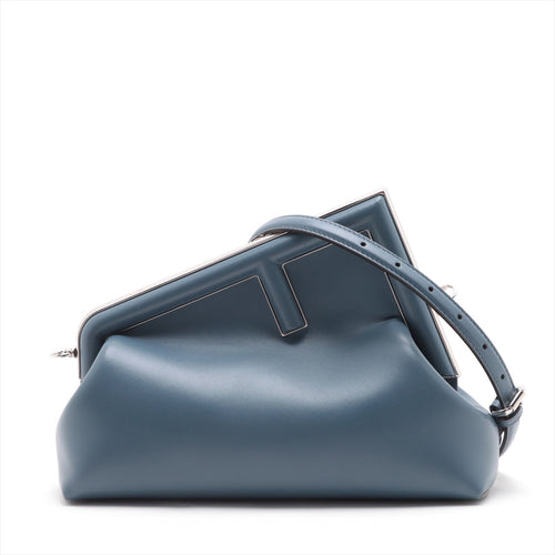 Fendi First Leather Shoulder Bag Navy 8BP137