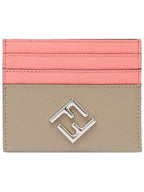 Fendi Logo Diamond Card Wallet Pink Beige
