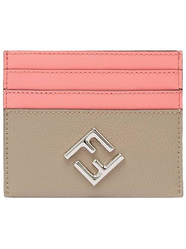 Fendi Logo Diamond Card Wallet Pink Beige