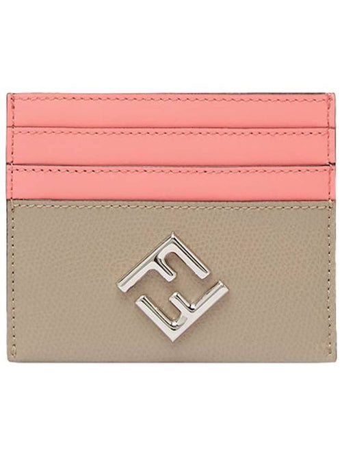 Fendi Logo Diamond Card Wallet Pink Beige