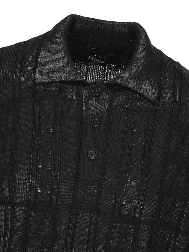 Fendi FF Motif Wool Polo Shirt Black