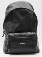 Balenciaga Explorer Logo Print Leather Backpack Black