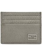 Fendi FF Baguette Logo Leather Card Wallet Grey