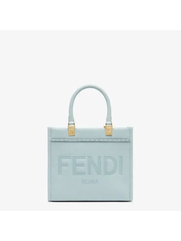 Fendi Sunshine Embossed Logo Small Tote Bag Light Blue