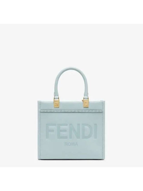 Fendi Sunshine Embossed Logo Small Tote Bag Light Blue