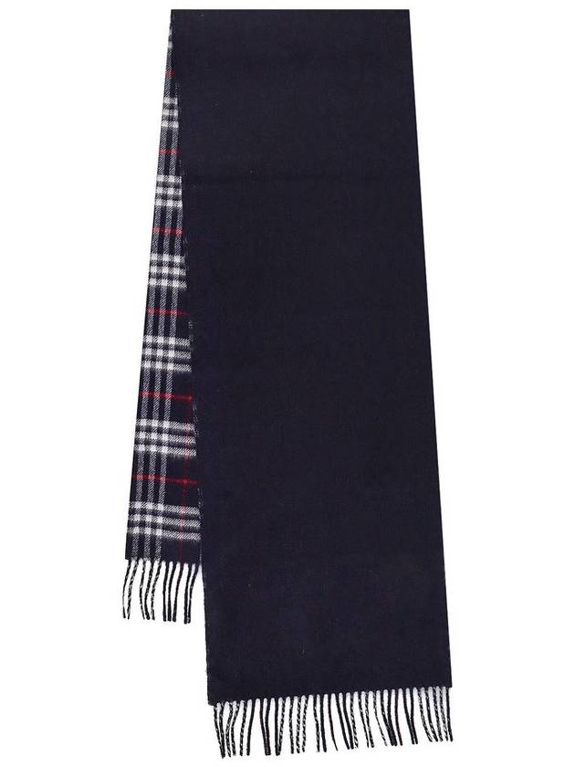 Burberry Reversible Check Print Cashmere Scarf Navy