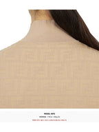 Fendi Women's FF Logo Short Sleeve Midi Dress Beige