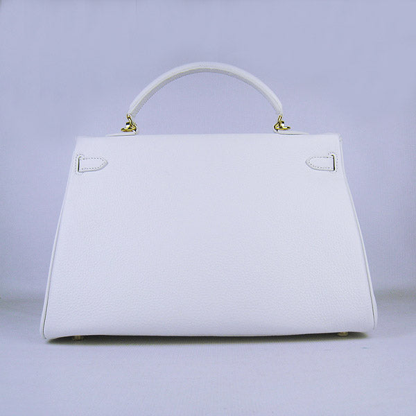 Hermes Kelly 35cm Togo Leather Handbag White/Golden