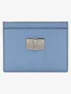 Fendi Peekaboo Selleria Leather Business Card Wallet Light Blue