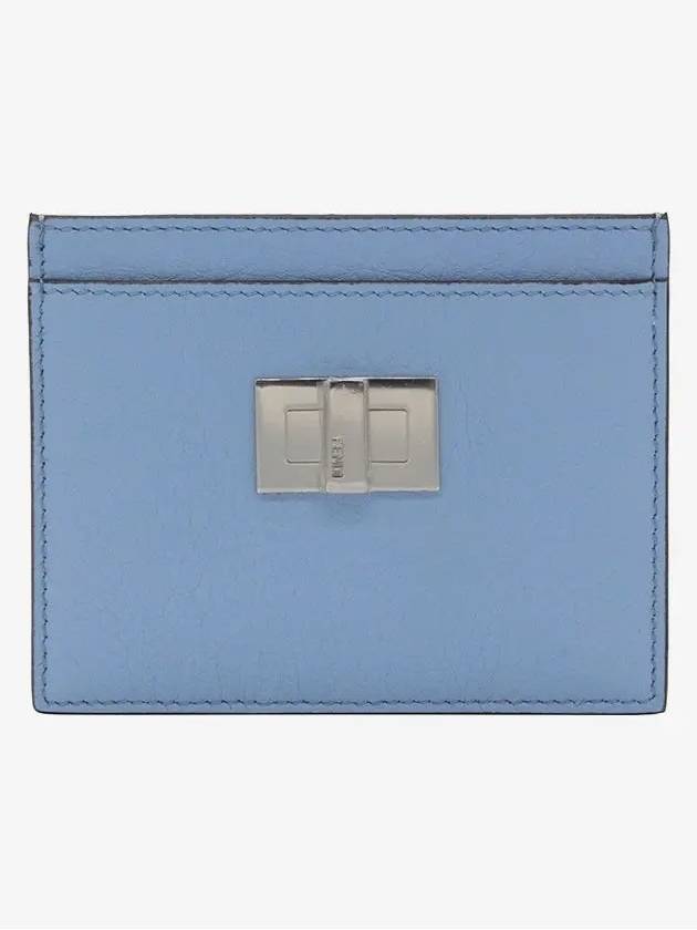 Fendi Peekaboo Selleria Leather Business Card Wallet Light Blue