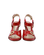 Fendi Ankle Strap High Heel Sandals in Red Patent Leather