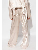 Fendi Women's Viscose Shiny Cargo Straight Pants Beige