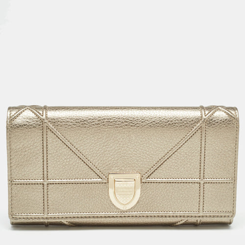 Dior Gold Leather Diorama Continental Wallet