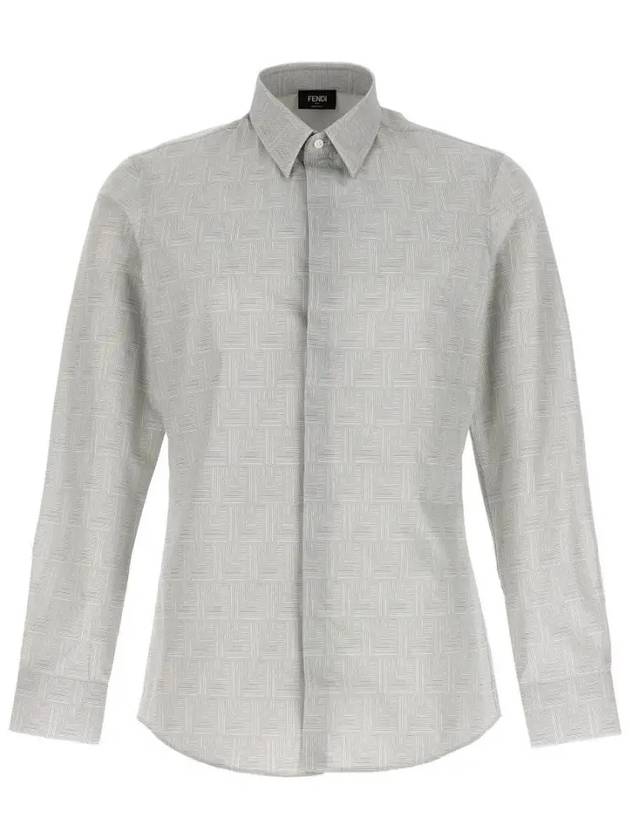 Fendi Shadow Cotton Long Sleeve Shirt Grey