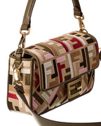 FENDI Baguette FF Canvas & Leather Shoulder Bag