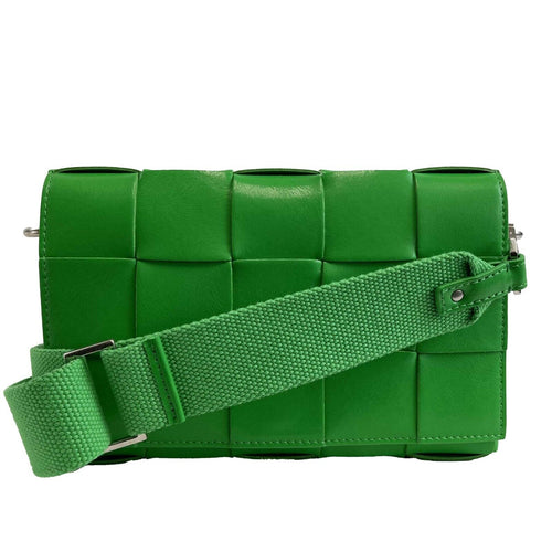 BOTTEGA VENETA NEW Parkeet Green Leather Cassette Crossbody w/ Coin Purse