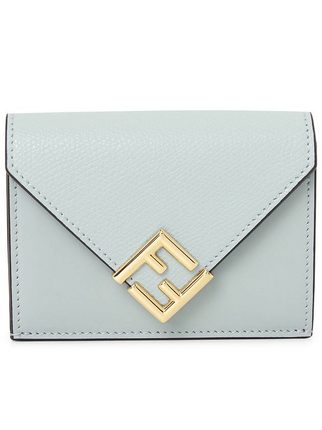 Fendi FF Diamond Calf Leather Half Wallet Light Blue