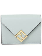 Fendi FF Diamond Calf Leather Half Wallet Light Blue