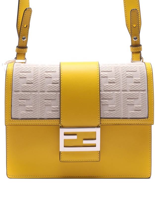 Fendi FF Flat Baguette Leather Cross Bag Yellow
