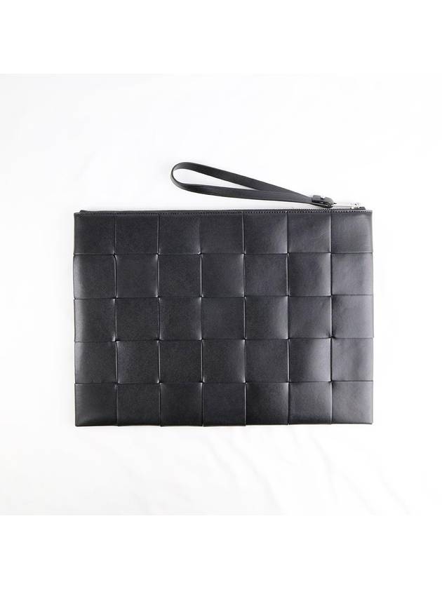 Bottega Veneta Intrecciato Weaving Strap Clutch Bag Black
