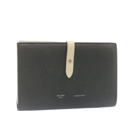 CELINE Large Strap Wallet Leather Black  ai152