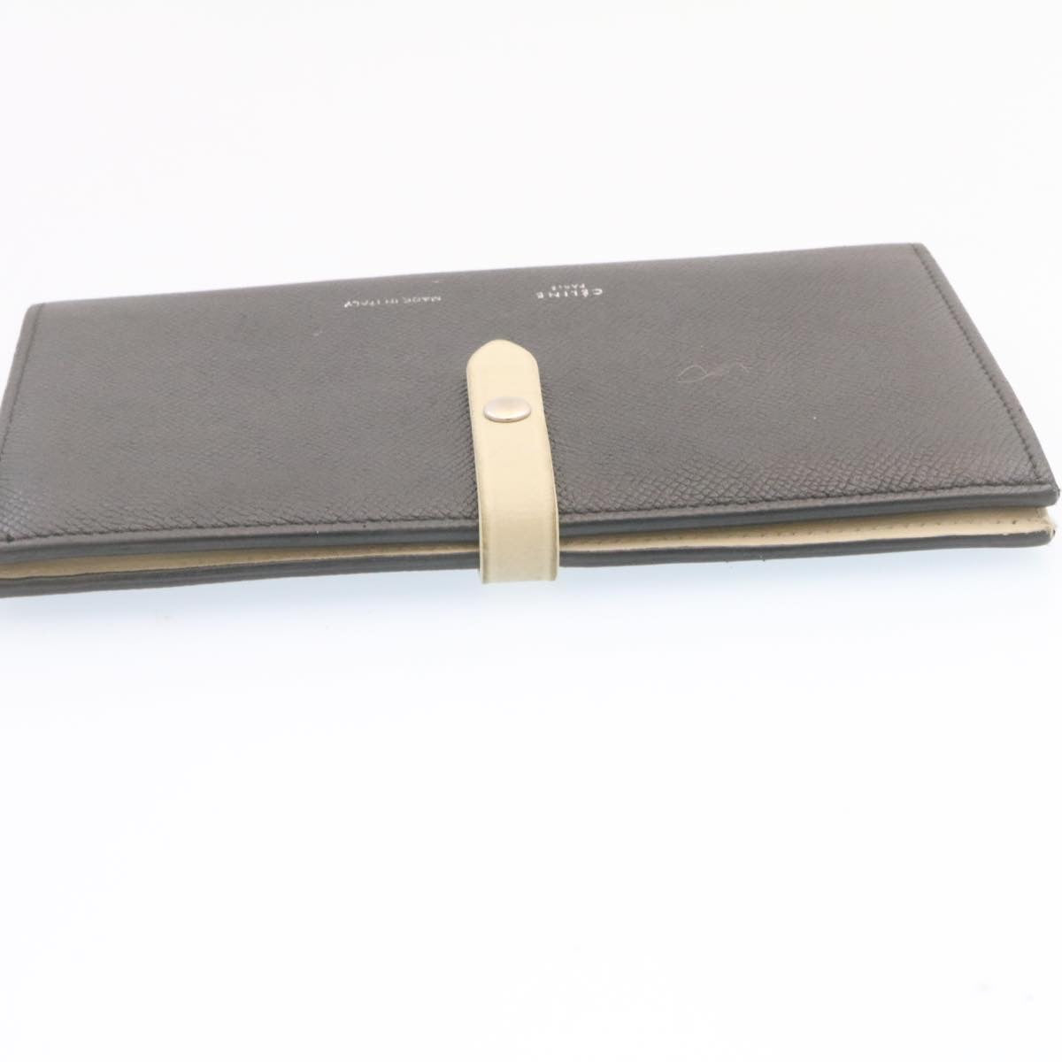 CELINE Large Strap Wallet Leather Black  ai152