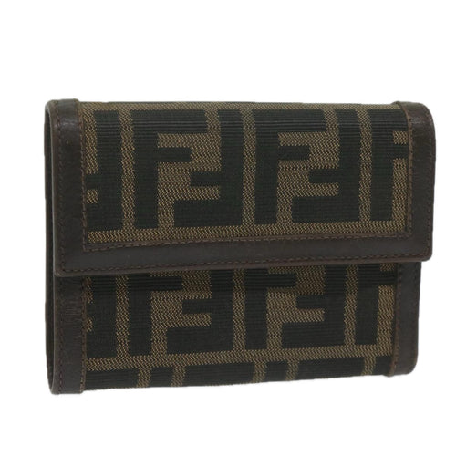 FENDI Zucca Canvas Wallet Black Brownai711