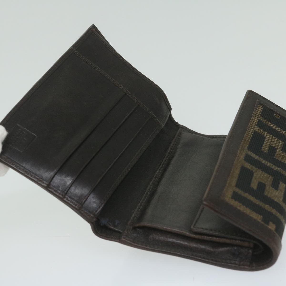 FENDI Zucca Canvas Wallet Black Brownai711