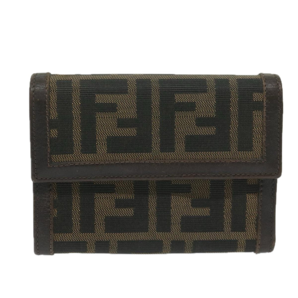FENDI Zucca Canvas Wallet Black Brownai711