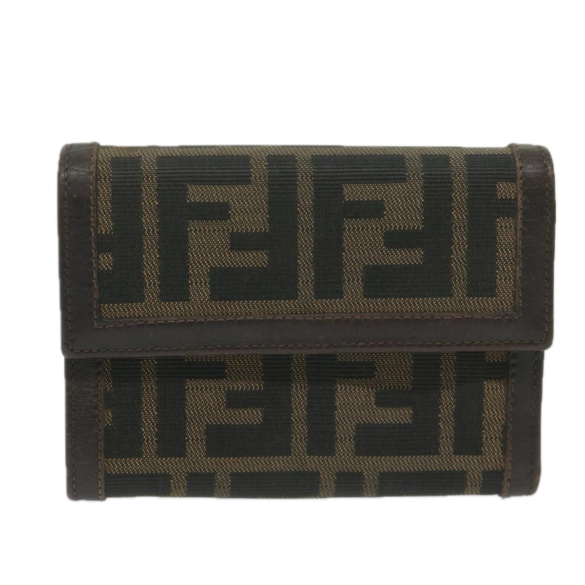 FENDI Zucca Canvas Wallet Black Brownai711