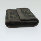 FENDI Zucca Canvas Wallet Black Brownai711