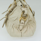 PRADA Hand Bag Leather 2way White  ai753