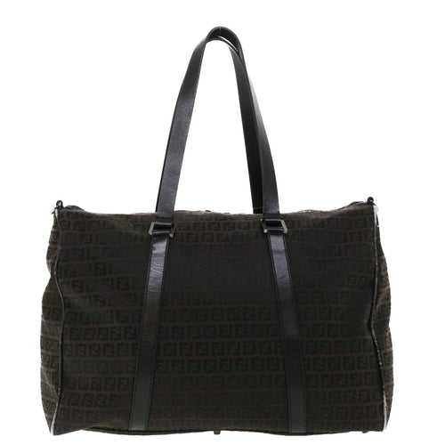 FENDI Zucchino Canvas Boston Bag Black  am3471