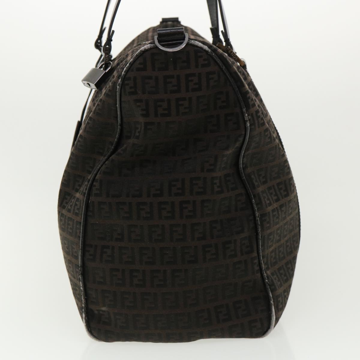 FENDI Zucchino Canvas Boston Bag Black  am3471