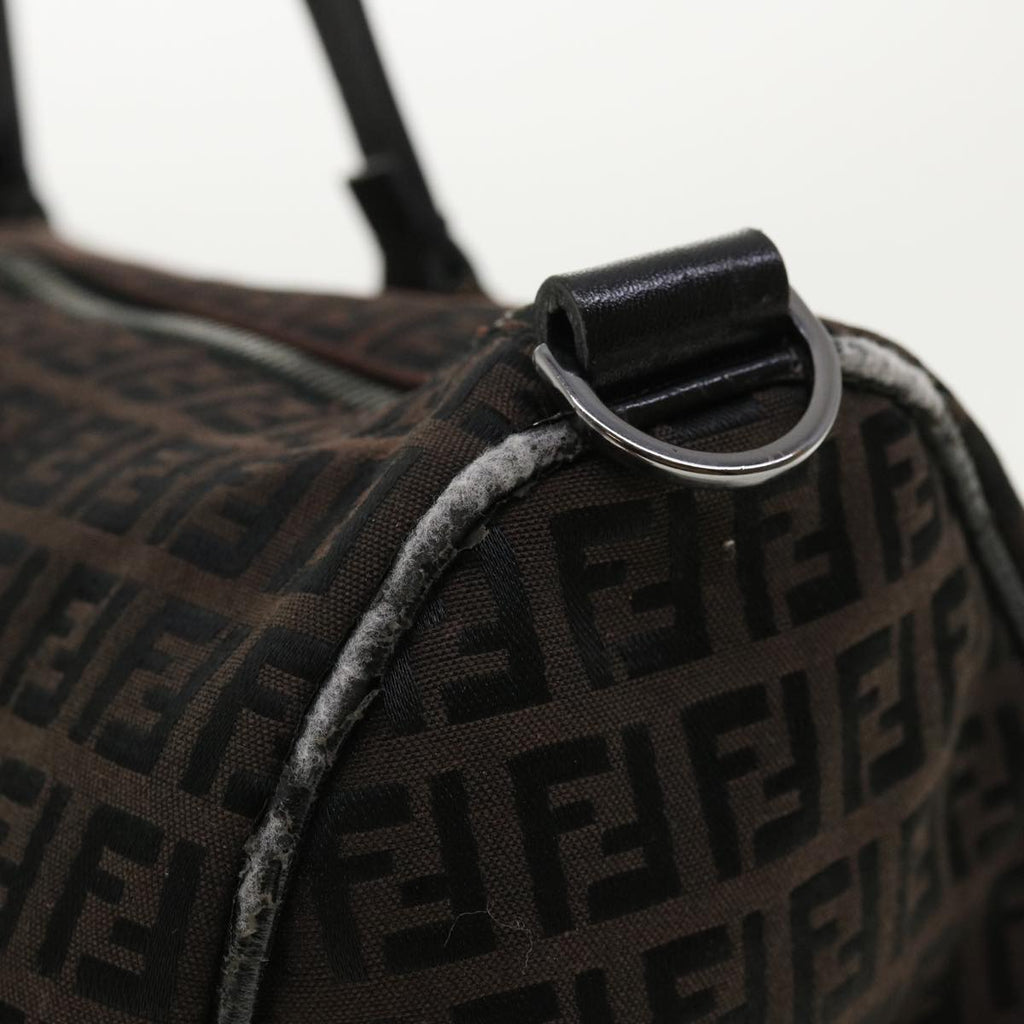 FENDI Zucchino Canvas Boston Bag Black  am3471