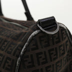 FENDI Zucchino Canvas Boston Bag Black  am3471