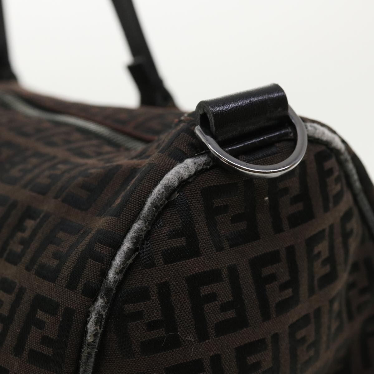 FENDI Zucchino Canvas Boston Bag Black  am3471