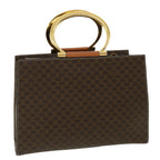 CELINE Macadam Canvas Hand Bag PVC Leather Brown Auth am3558