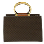 CELINE Macadam Canvas Hand Bag PVC Leather Brown Auth am3558