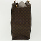 CELINE Macadam Canvas Hand Bag PVC Leather Brown Auth am3558