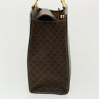 CELINE Macadam Canvas Hand Bag PVC Leather Brown Auth am3558