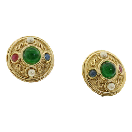 CHRISTIAN DIOR Earring metal Gold Auth am3562