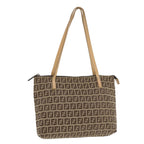 FENDI Zucchino Canvas Shoulder Bag Brown  am3565