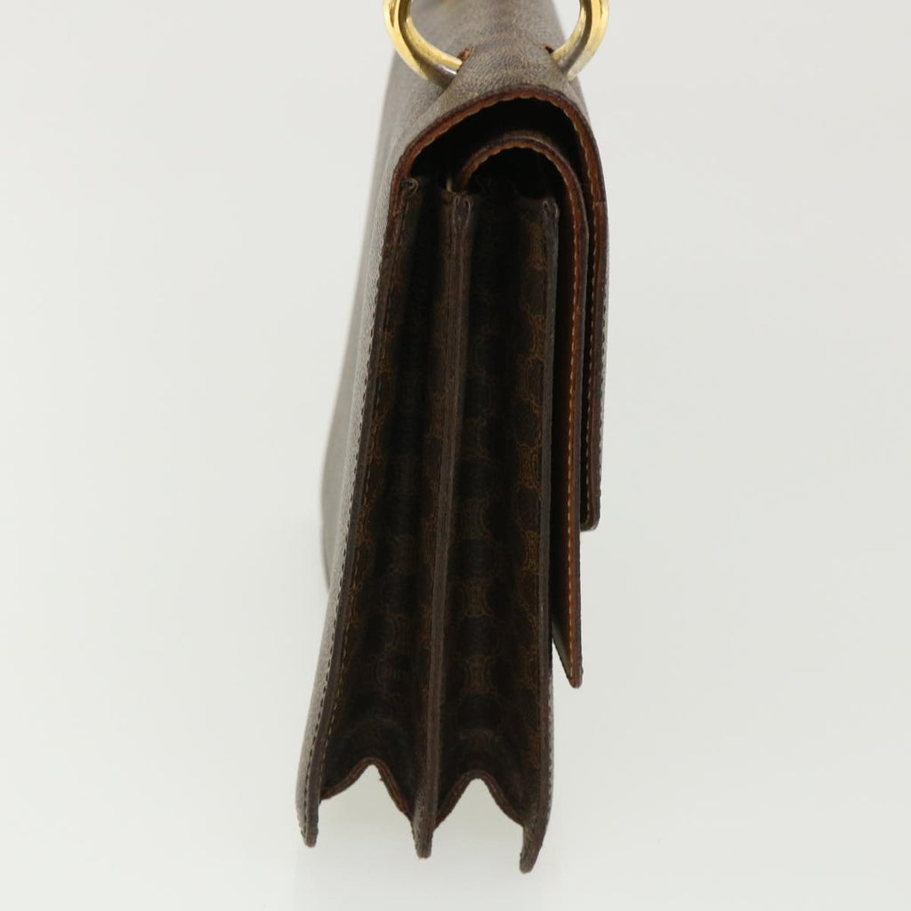 CELINE Macadam Canvas Hand Bag PVC Leather Brown Auth am3590