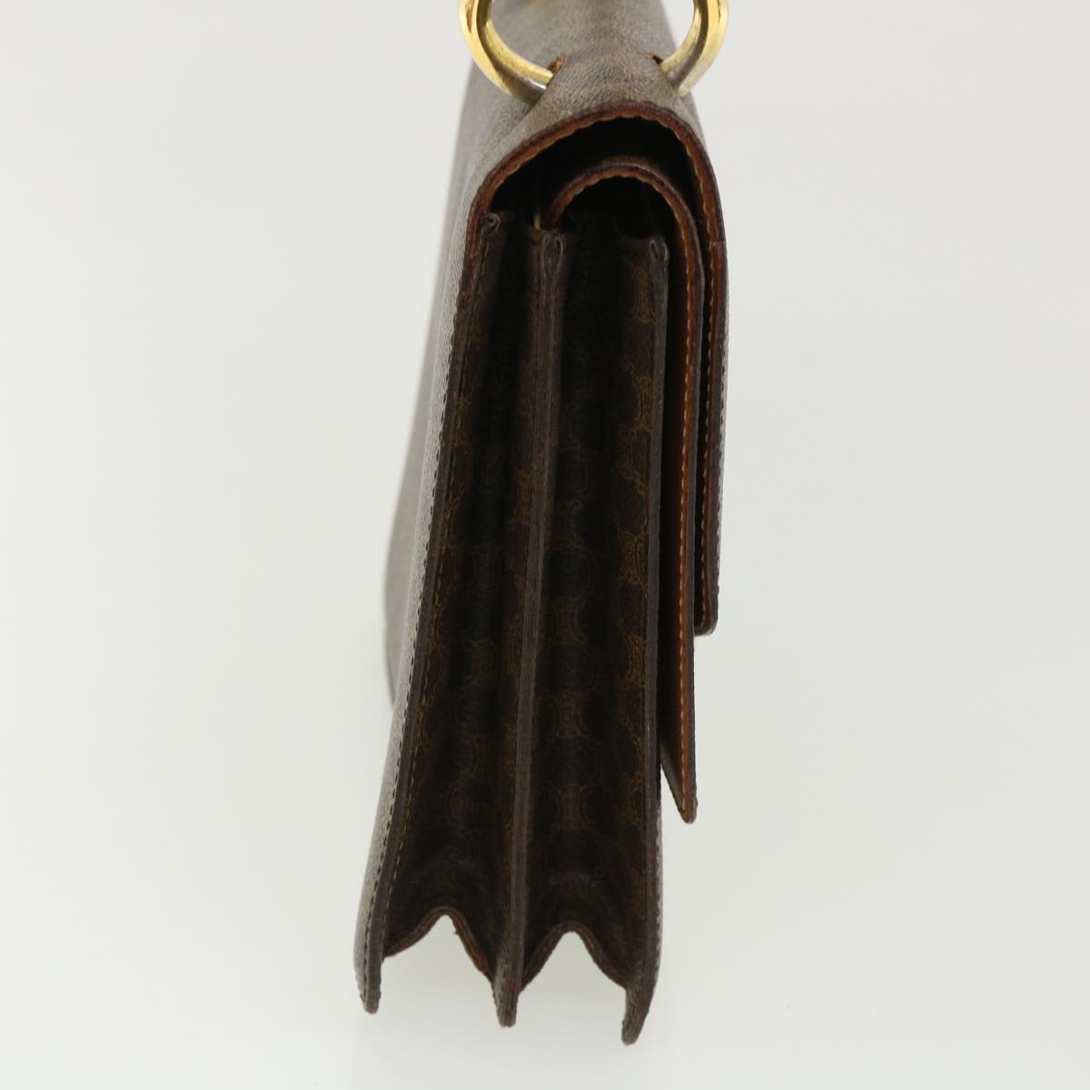 CELINE Macadam Canvas Hand Bag PVC Leather Brown Auth am3590