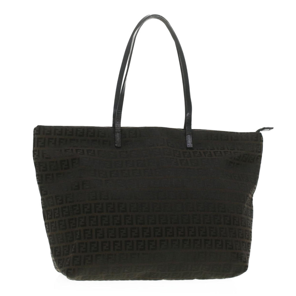 FENDI Zucchino Canvas Tote Bag Dark Brown  am3762