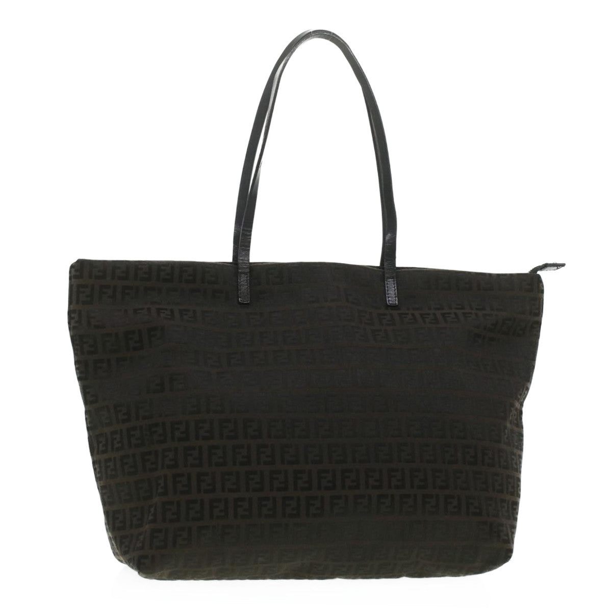 FENDI Zucchino Canvas Tote Bag Dark Brown  am3762