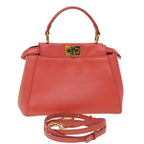 FENDI micro picaboo Hand Bag Leather 2way Orange  am3883