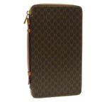 CELINE Macadam Canvas Travel Case PVC Leather Brown  am3943